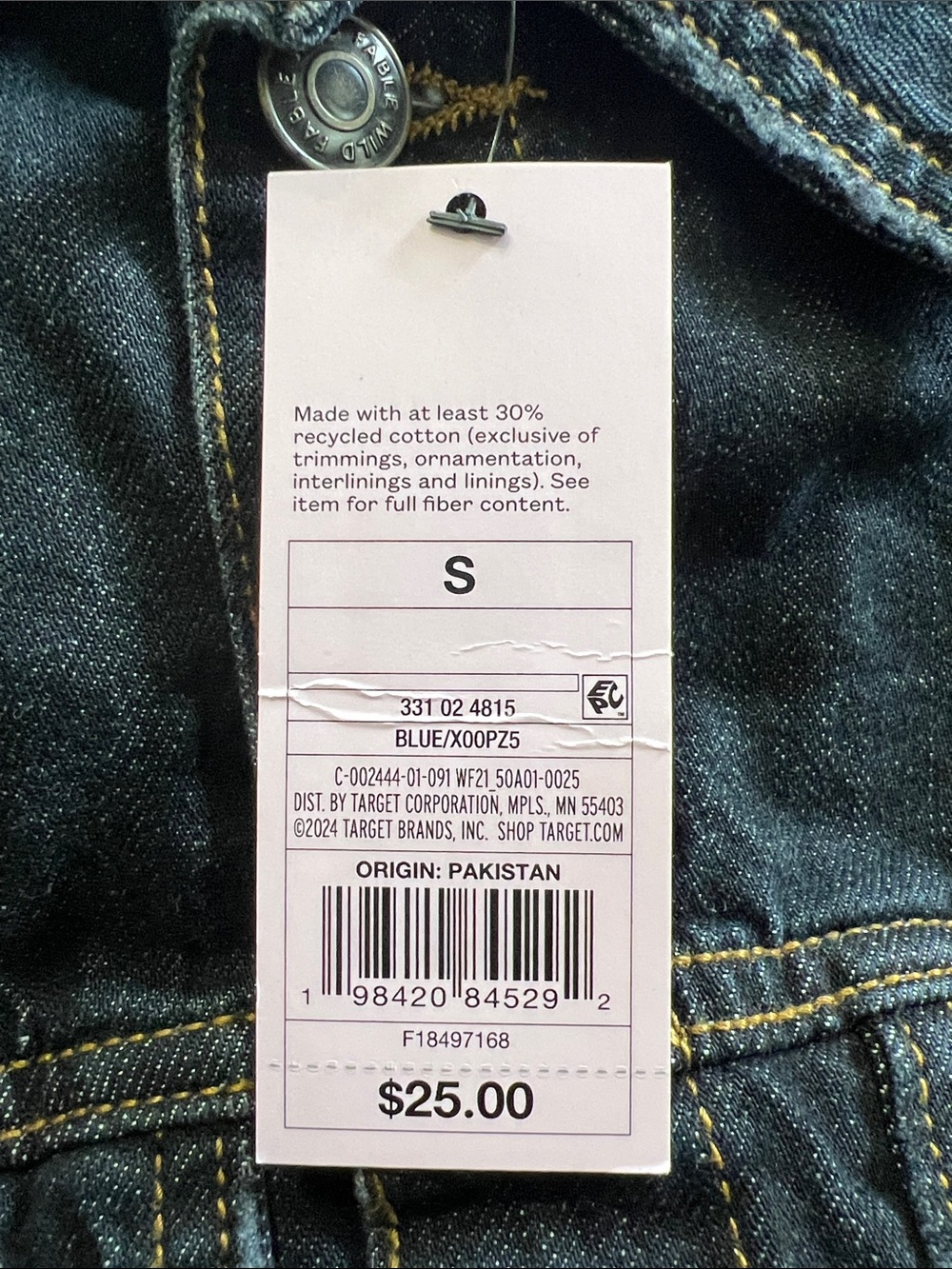 NWT Wild Fable Sleeveless Cropped Denim Trucker Vest Small Dark Blue - Picture 4 of 6